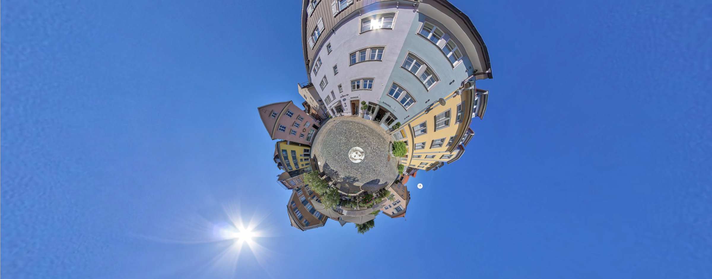 Virtuelle 360°-Tour als Little-Planet-Ansicht eines Hotels in Lindau